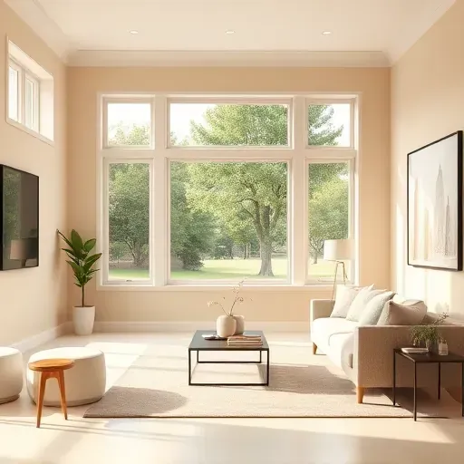 Freshly painted interior room in Lakeside, VA with smooth walls, natural light, elegant furnishings, and scenic outdoor view.