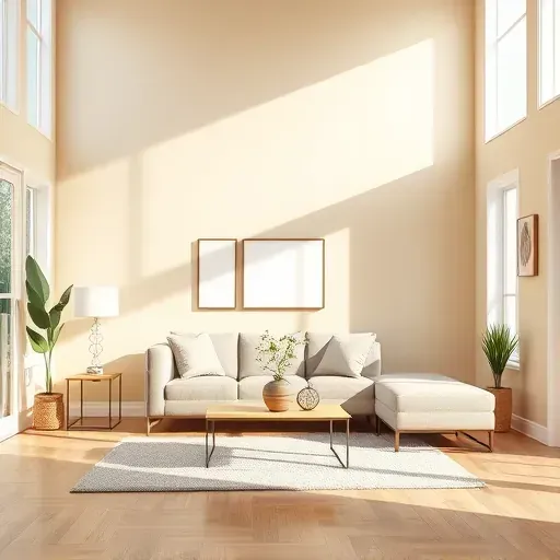 Freshly renovated living room in Providence Forge VA with neutral walls, minimalist furniture, and natural light.