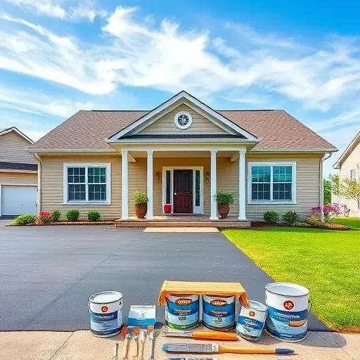 Beautifully painted modern suburban home in Mechanicsville VA with beige exterior, white trim, and vibrant landscaping.