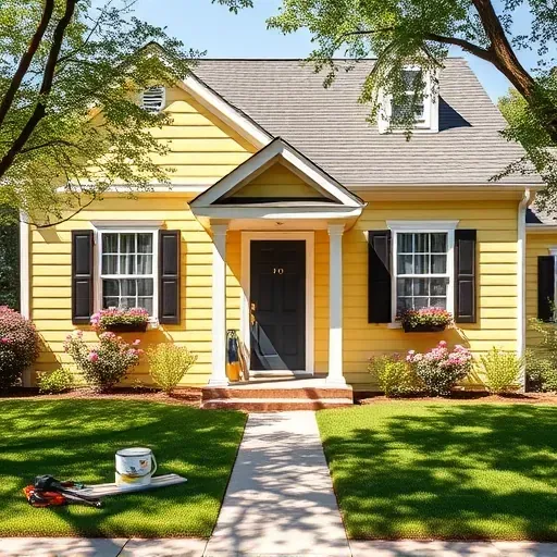 Freshly painted residential home in Goochland VA with vibrant colors, quality trim, and beautiful landscaping.