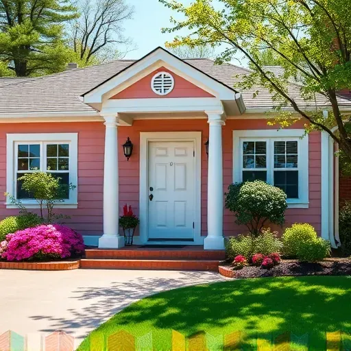 Completed painting project in Bon Air VA featuring a vibrant home, manicured lawn, blooming flowers, and a serene neighborhood.