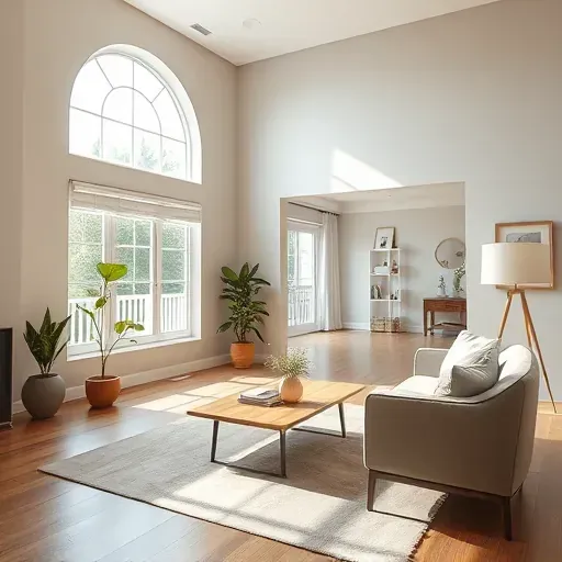 Freshly painted modern neutral-colored interior room in Powhatan VA with natural light, minimalist decor, and detailed craftsmanship