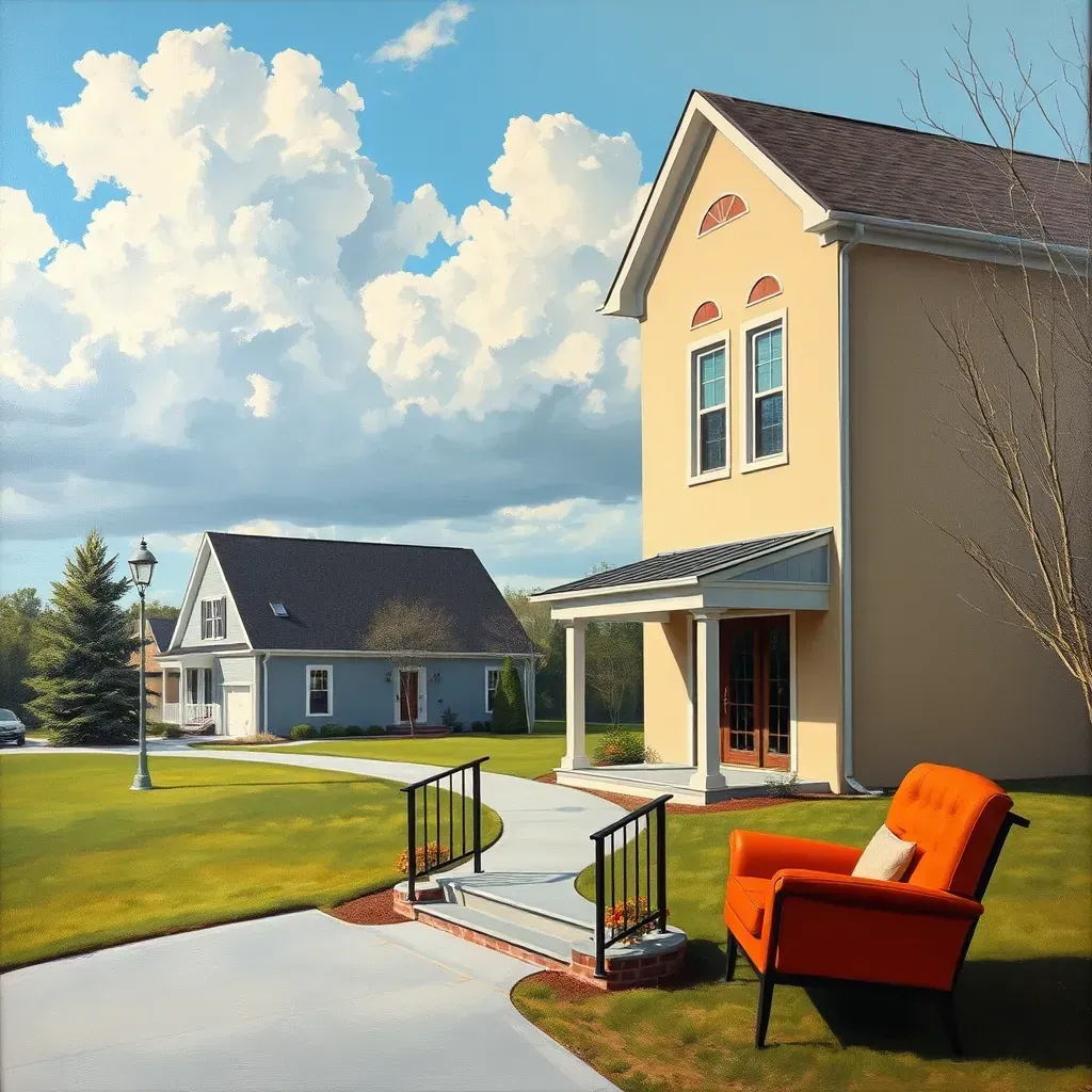 Detailed landscape painting of Glen Allen, VA, featuring tree-lined streets, historic brick buildings, and scenic countryside.