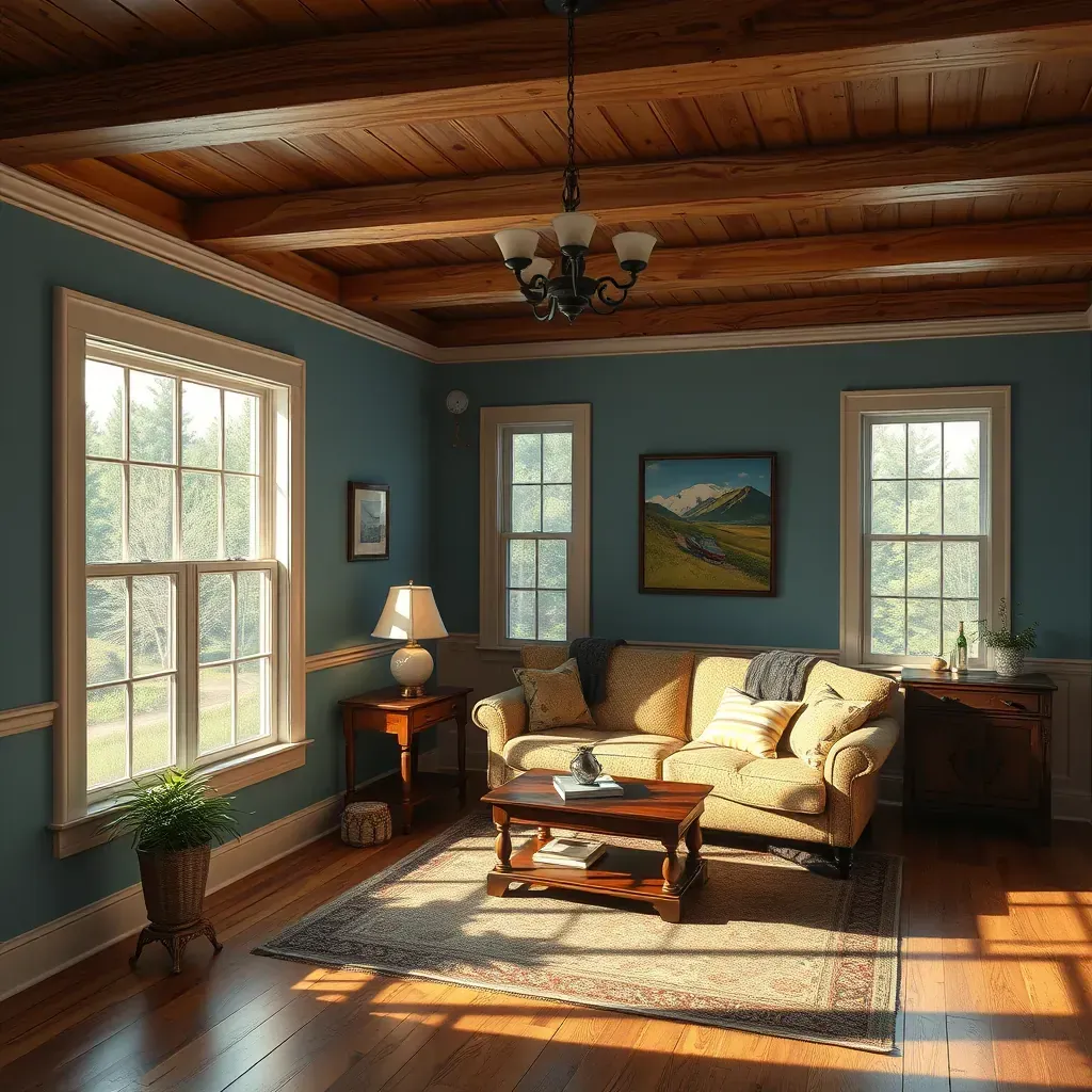 Freshly painted neutral walls brighten a Lakeside, VA living room with natural light, modern decor, and warm hardwood flooring.