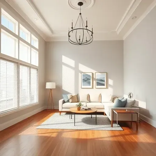 Freshly painted neutral living room in Providence Forge VA with natural daylight, hardwood floors, modern decor, and elegant windows.
