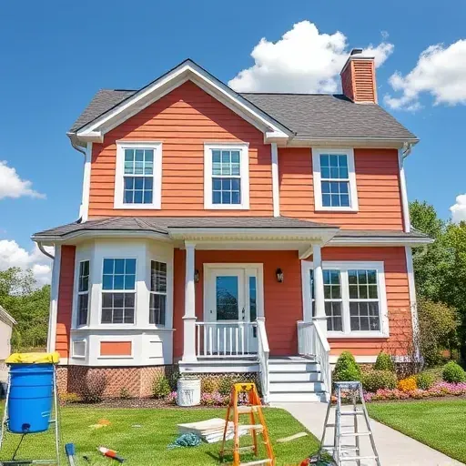 Completed painting project in Wyndham VA showcasing vibrant house exterior, detailed craftsmanship, and manicured yard.