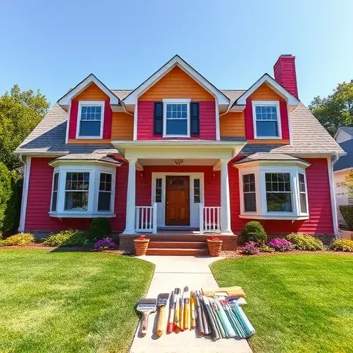 Completed residential painting project in Atlee VA showcasing vibrant colors, crisp lines, and a manicured lawn.