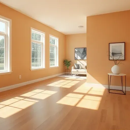 Freshly painted interior room in Hanover, VA with warm hues, natural light, modern decor, and flawless wall finish.