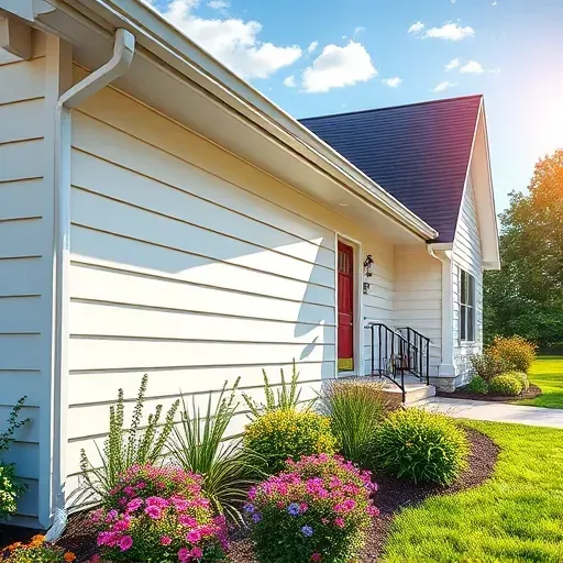 Pristine freshly painted glossy exterior siding of a modern home in Richmond Virginia with lush landscaping and clear blue sky