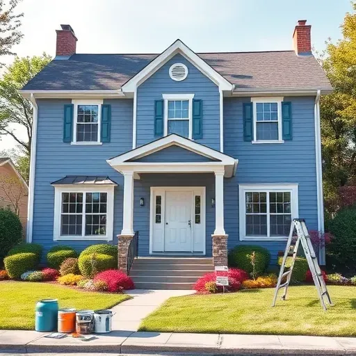 Completed painting project in Manakin Sabot VA showcasing freshly painted home, tools, landscaping, and inviting ambiance.