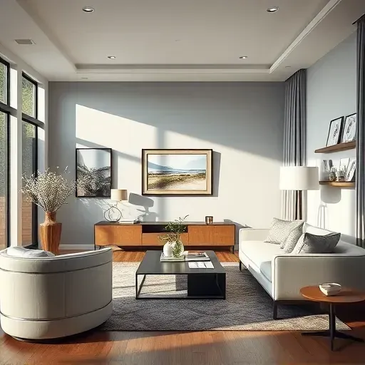 Freshly painted vibrant interior wall in a modern Laurel VA living room with stylish decor and natural light