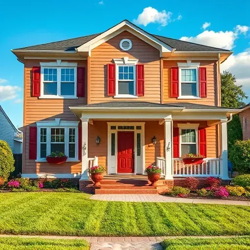 Completed painting project in Wyndham VA, showcasing vibrant exterior colors, detailed architecture, and landscaped yard.