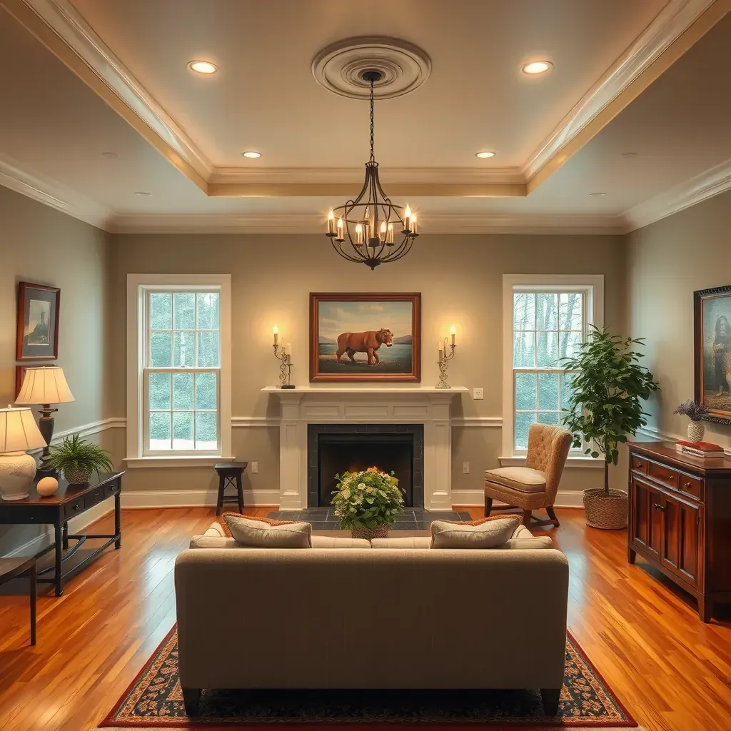 A detailed interior painting scene in Hopewell, VA, showcasing skilled painters transforming a modern living space.