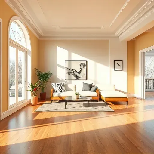 Freshly painted modern living room in Montrose, VA with smooth walls, polished hardwood floors, and stylish decor.