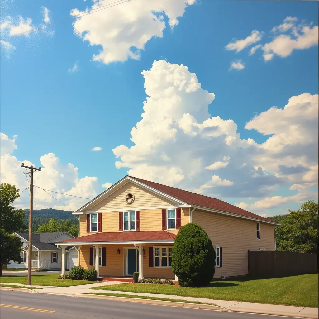 Outdoor painting in Quinton, VA depicts Virginia countryside with fields, oaks, a dirt path, farmhouse, blue sky, and lush details.
