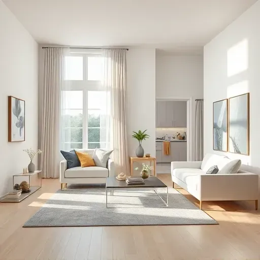 Freshly painted modern living room in Hopewell, VA, showcasing elegant decor and natural light-filled ambiance.