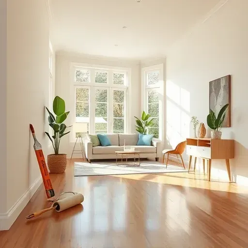 Freshly painted neutral-toned room in Dumbarton, VA with polished hardwood, natural light, and stylish decor showcasing expert craftsmanship.