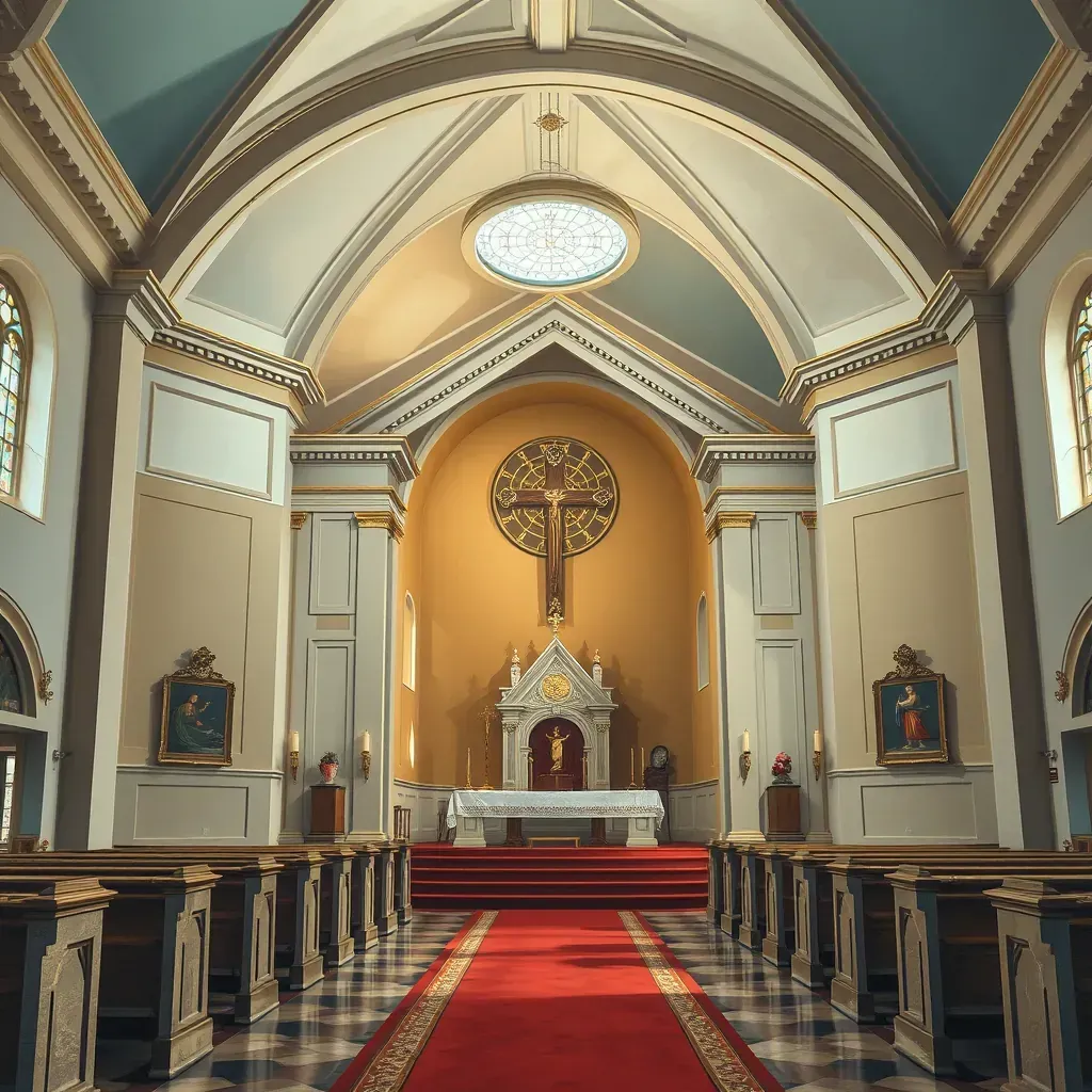 Historic Richmond, VA church featuring Gothic architecture, stained glass windows, ivy-covered walls, tall steeple, and lush surroundings.