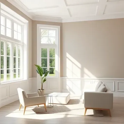 Freshly painted interior room in New Kent, VA with smooth neutral walls, white trim, natural light, and minimalist decor.
