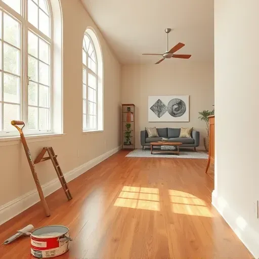 Freshly painted interior room in Mechanicsville VA with smooth neutral walls, hardwood floors, and natural light.