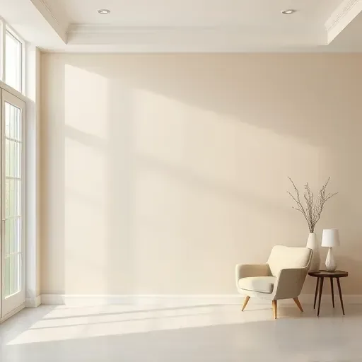 Freshly painted beige interior wall in a modern, well-lit room with stylish decor highlighting quality craftsmanship.