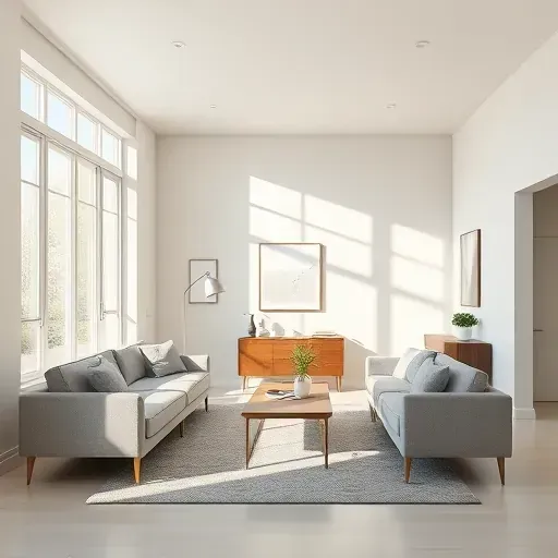 Bright, freshly painted living room in Manakin Sabot, VA with neutral walls, modern furniture, natural daylight, and minimalist decor.