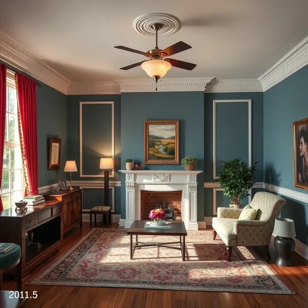 Beautiful renovated Henrico interior with fresh beige walls, natural light, ladder, paint cans, and polished hardwood floor.