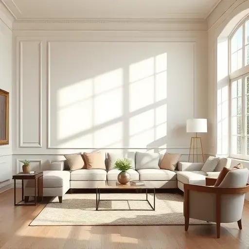 Clean, neutral-toned interior wall in a modern Richmond living room with natural light, reflecting quality craftsmanship.