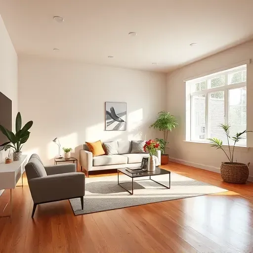 Interior of a freshly painted Moseley, VA home featuring smooth walls, modern colors, natural light, elegant furniture, and warm ambiance.