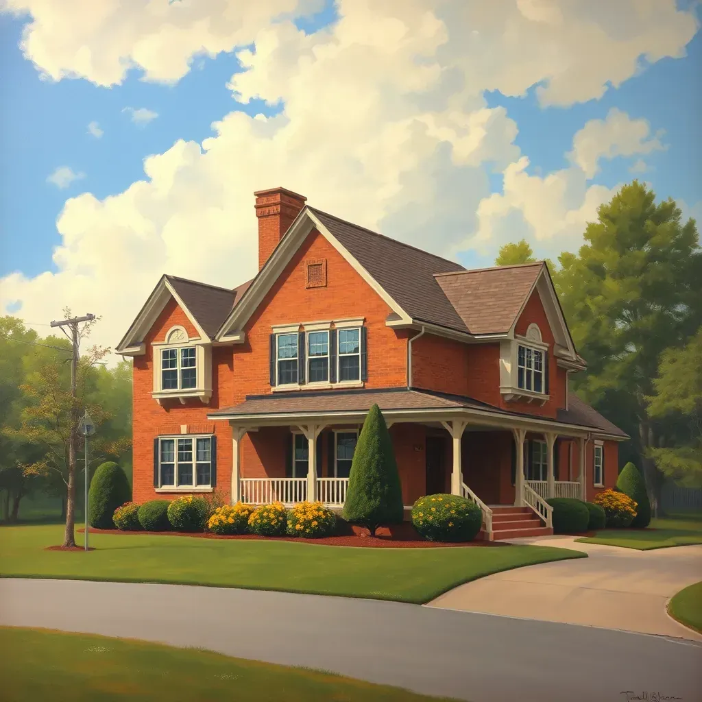 Painting in Tuckahoe, VA showcasing a vibrant landscape with bold brushstrokes and warm colors.