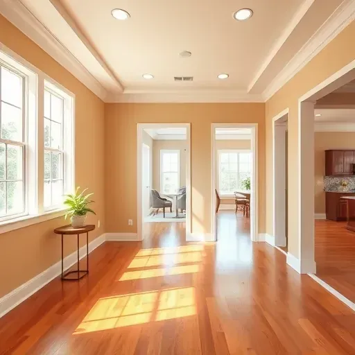 Freshly painted Chester, VA home interior with warm neutral walls, hardwood floors, recessed lighting, and stylish decor.