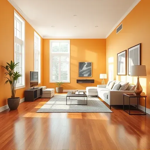 Freshly painted modern interior in Henrico, VA with vibrant walls, natural light, polished floors, and stylish decor.