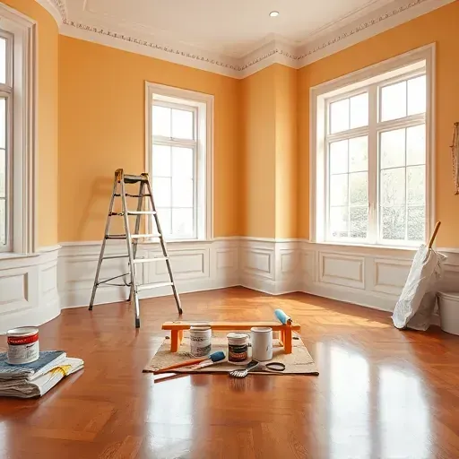 Montpelier VA painting contractor's spotless, well-lit interior with flawless painted walls, tools, and neat workspace.