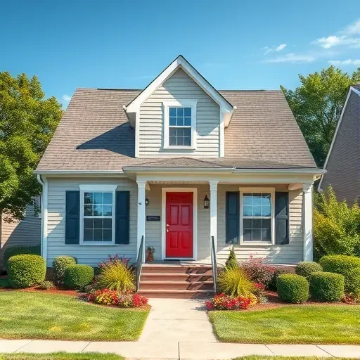 Freshly painted neutral vinyl siding on a charming Richmond VA home with lush yard and clear blue sky