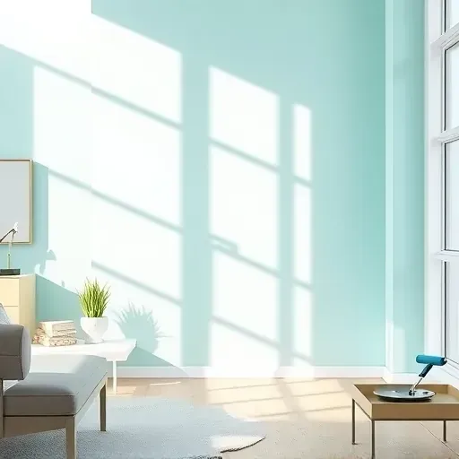 Freshly painted pastel interior wall in Bellwood VA, showcasing craftsmanship, natural light, and modern decor.