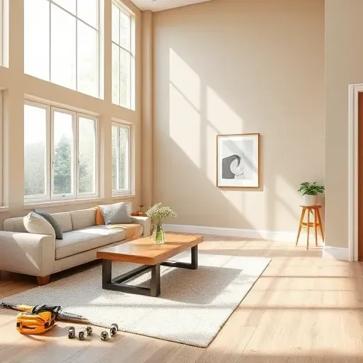 Freshly painted interior in Tuckahoe, VA with smooth, neutral-toned walls, natural light, modern decor, and pristine craftsmanship.