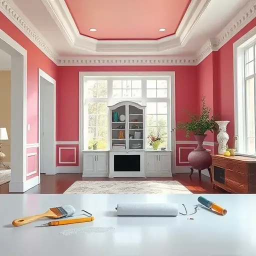 Beautifully finished painting project in Glen Allen VA featuring vibrant colors and expert trim work with tools elegantly displayed.