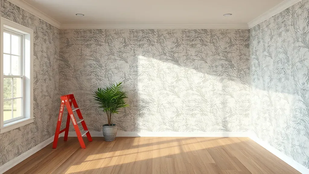 Wallpaper removal project in a home setting in Richmond VA with before and after images displayed.