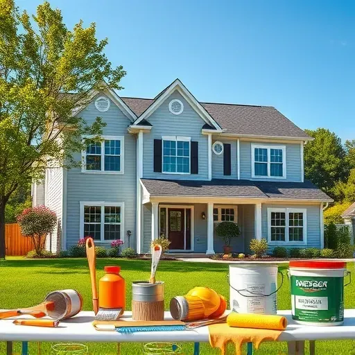 Freshly painted modern home in Hanover, VA with detailed textures, organized tools, lush landscape, and vibrant colors.
