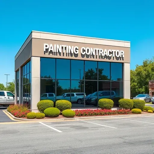 Petersburg VA painting contractor's office with modern design, landscaped grounds, clear signage, and parked vehicles.