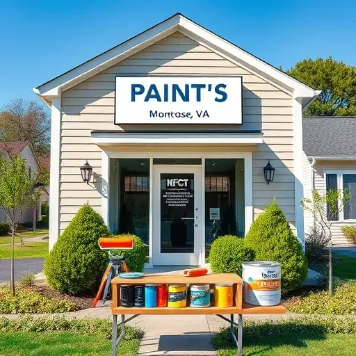 Montrose, VA painting contractor’s modern building with vibrant painted siding, lush landscaped yard, and professional signage.