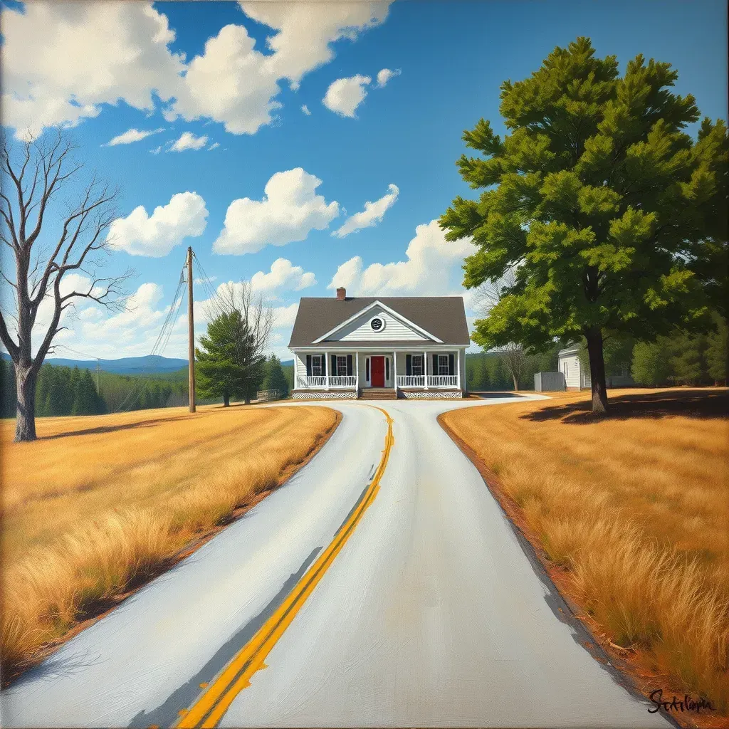 Detailed painting of Bellwood, VA featuring scenic landscapes, historic buildings, and lush greenery in vibrant detail.