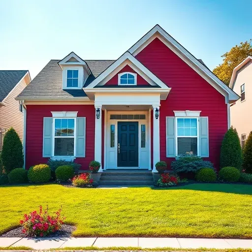 Freshly painted home exterior in Henrico VA with vibrant colors, white trim, manicured yard, and blue sky backdrop.