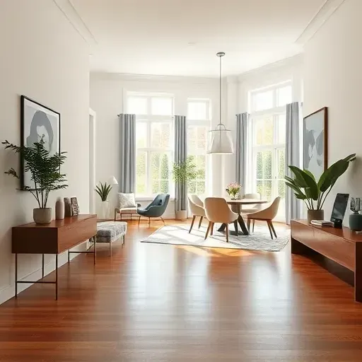 Freshly painted Chesterfield, VA interior with smooth walls, natural light, elegant decor, hardwood floors, and modern style.