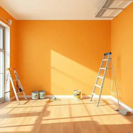 Beautiful, freshly painted interior room in Petersburg, VA, with smooth walls, natural lighting, and organized painting tools.