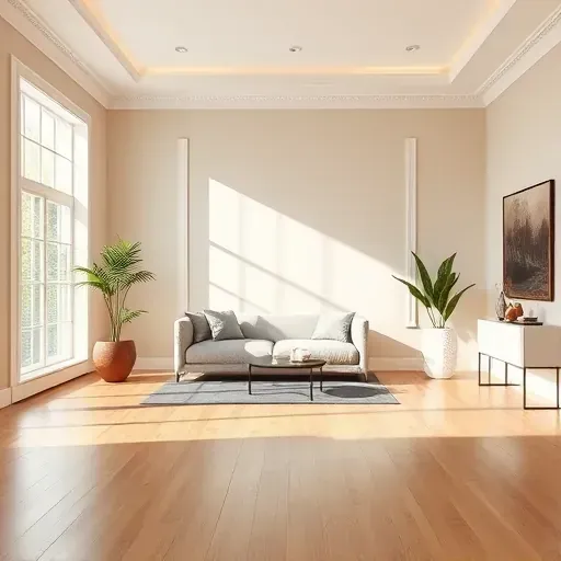Freshly painted interior room in Montpelier VA with beige walls, white trim, hardwood floors, natural light, and modern decor
