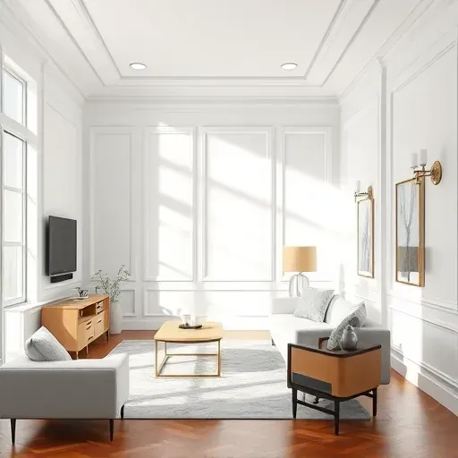 Freshly painted white walls with elegant trim in a bright, modern interior of Colonial Heights, VA, featuring polished hardwood floors.