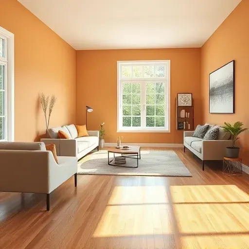 Bright Richmond VA interior with freshly painted warm neutral walls, modern furniture, natural light, and polished details