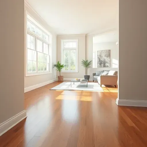 Freshly painted neutral interior room in Henrico, VA with polished hardwood floors, modern trim, and natural lighting.