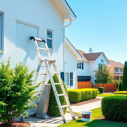 Pristine residential exterior painted wall in Moseley, VA, with vibrant colors, neat brushes, and lush garden backdrop.